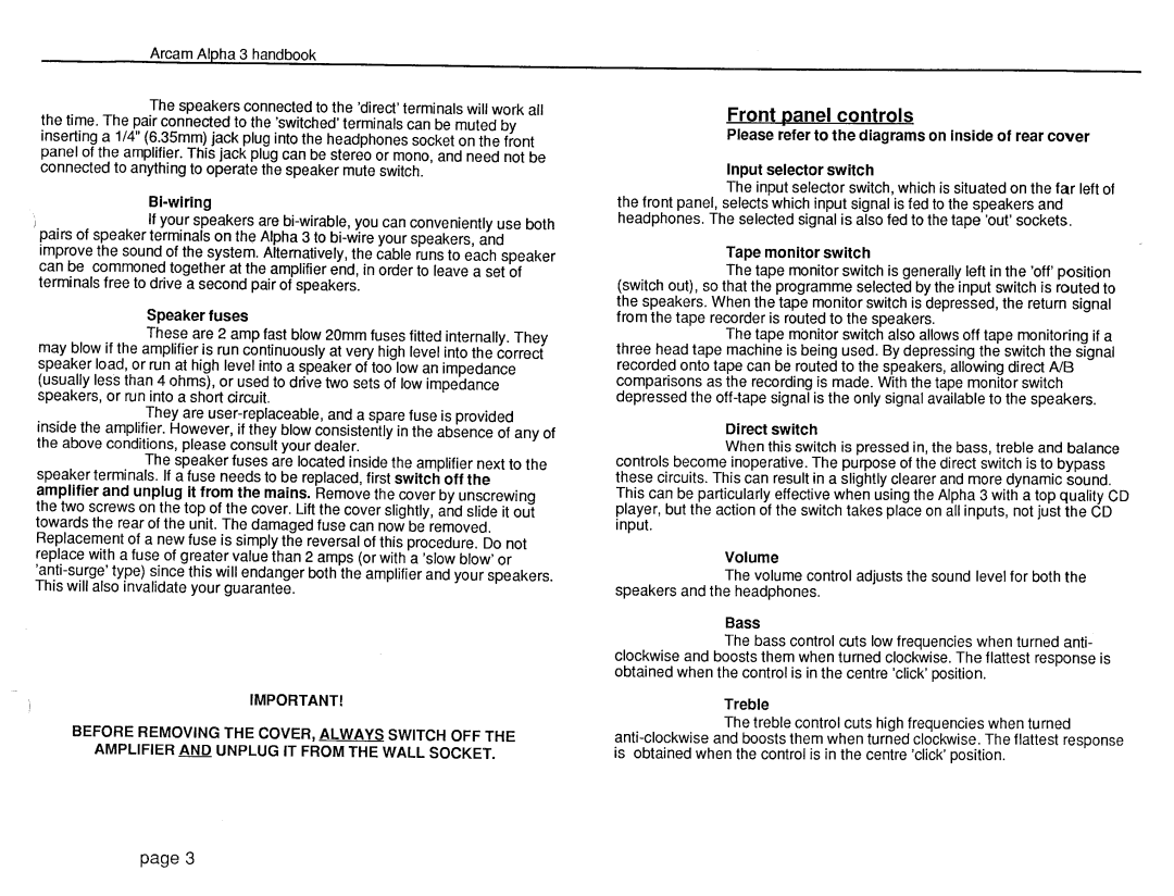 Arcam Alpha 3 manual 