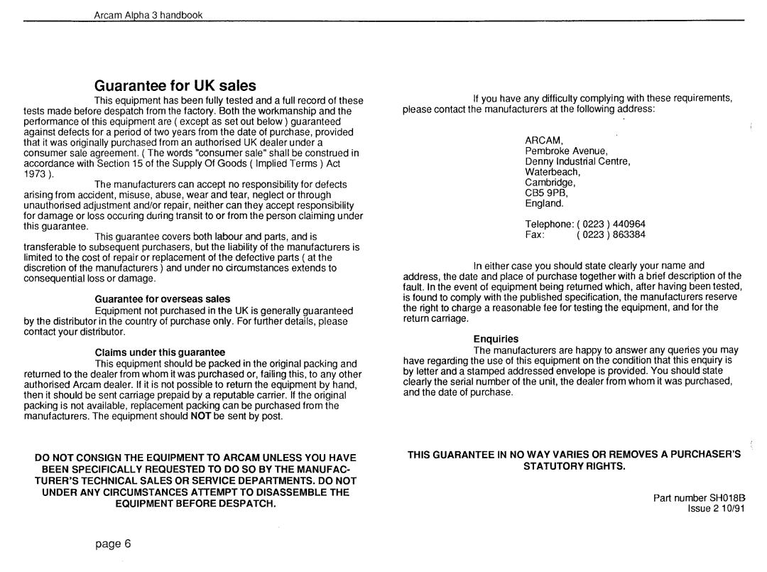 Arcam Alpha 3 manual 