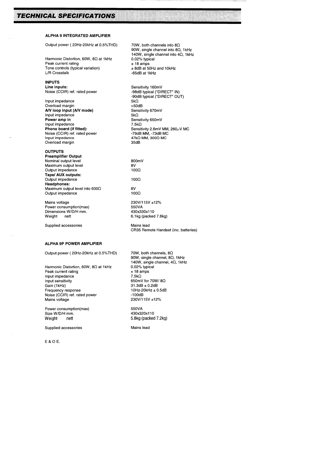 Arcam Alpha 9/9P manual 