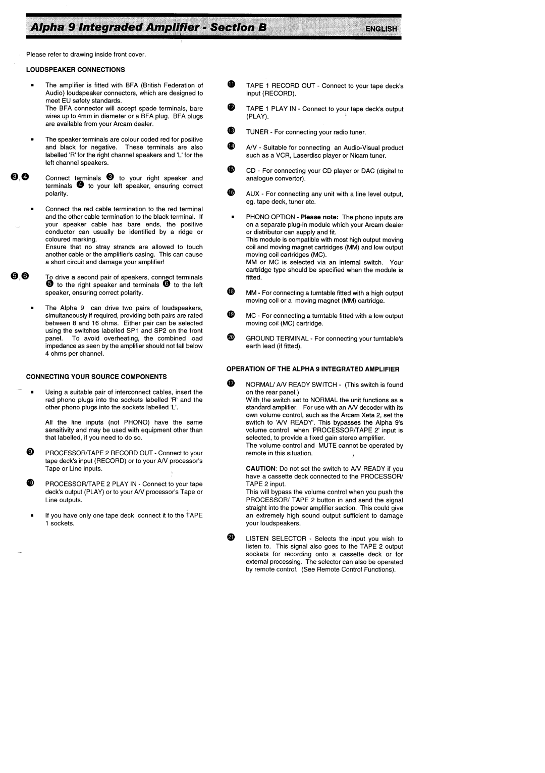 Arcam Alpha 9/9P manual 