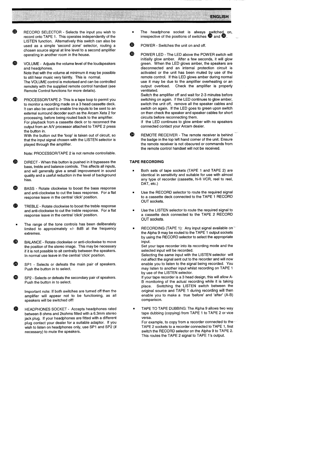 Arcam Alpha 9/9P manual 