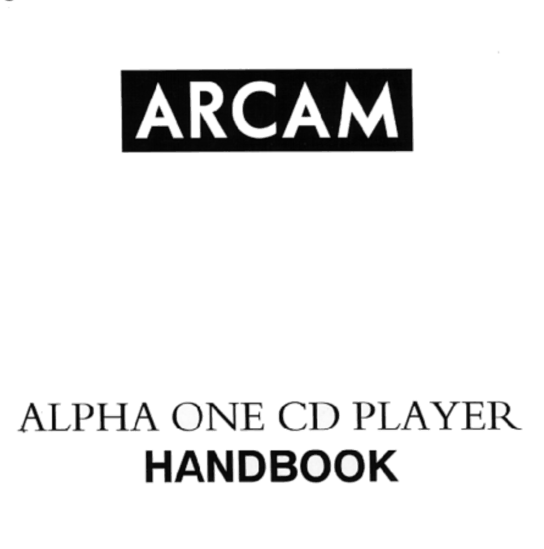 Arcam ALPHA ONE manual 