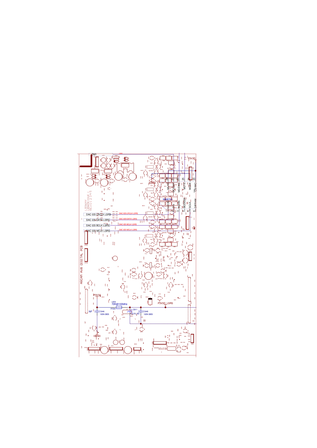 Arcam service manual AV8 DAC Left and Right Surround, Bass RS, Bass LS, Filename AVD DAC LSRS.Sch, Sheet 6 