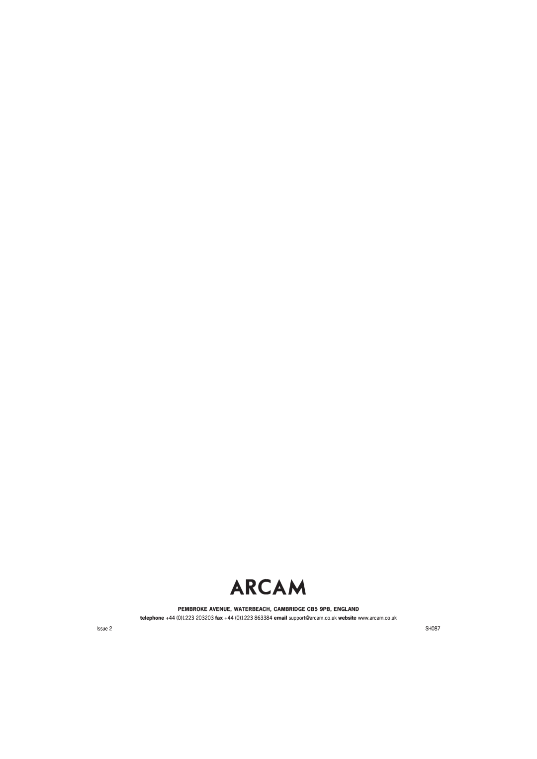 Arcam AVR100 manual Issue, SH087 