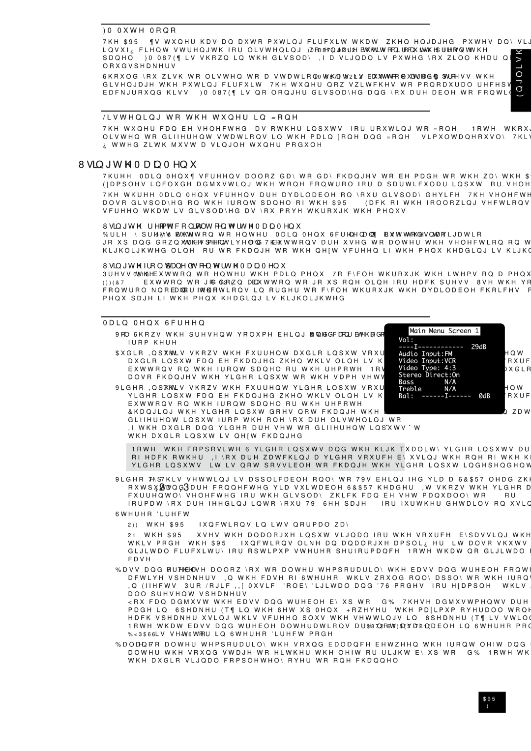 Arcam AVR300 manual 8VLQJWKH0DLQ0HQX, LvwhqlqjWrWkhWxqhuLq=Rqh, 8VLQJWKHUHPRWHFRQWUROWRHQWHUWKH0DLQ0HQX 