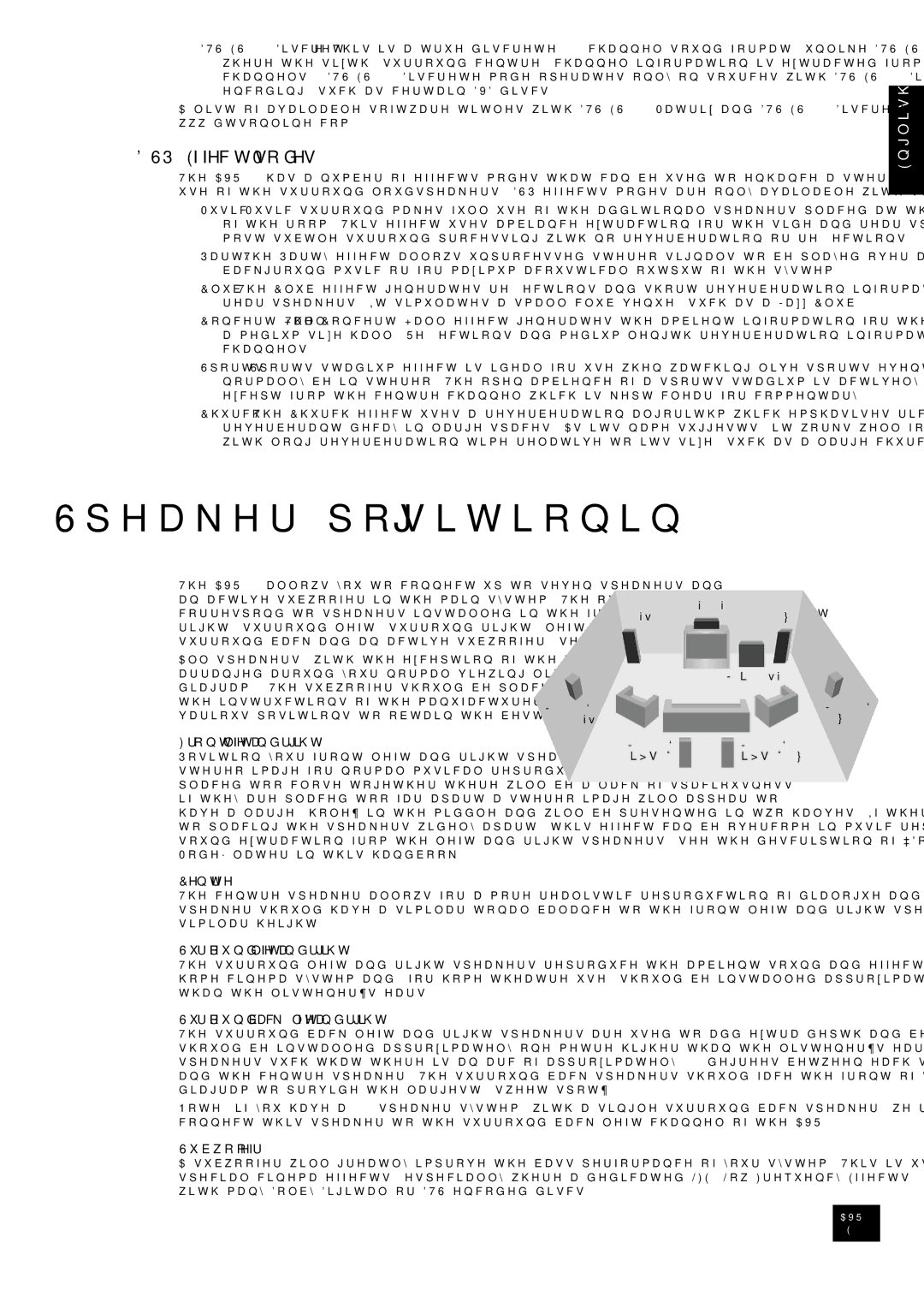 Arcam AVR300 manual 6SHDNHUSRVLWLRQLQJ, 63IIHFWV0RGHV 