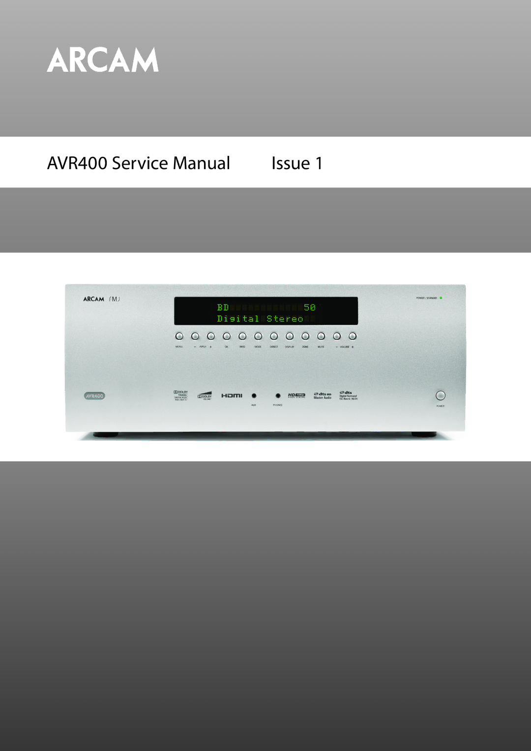 Arcam AVR400 service manual Issue 