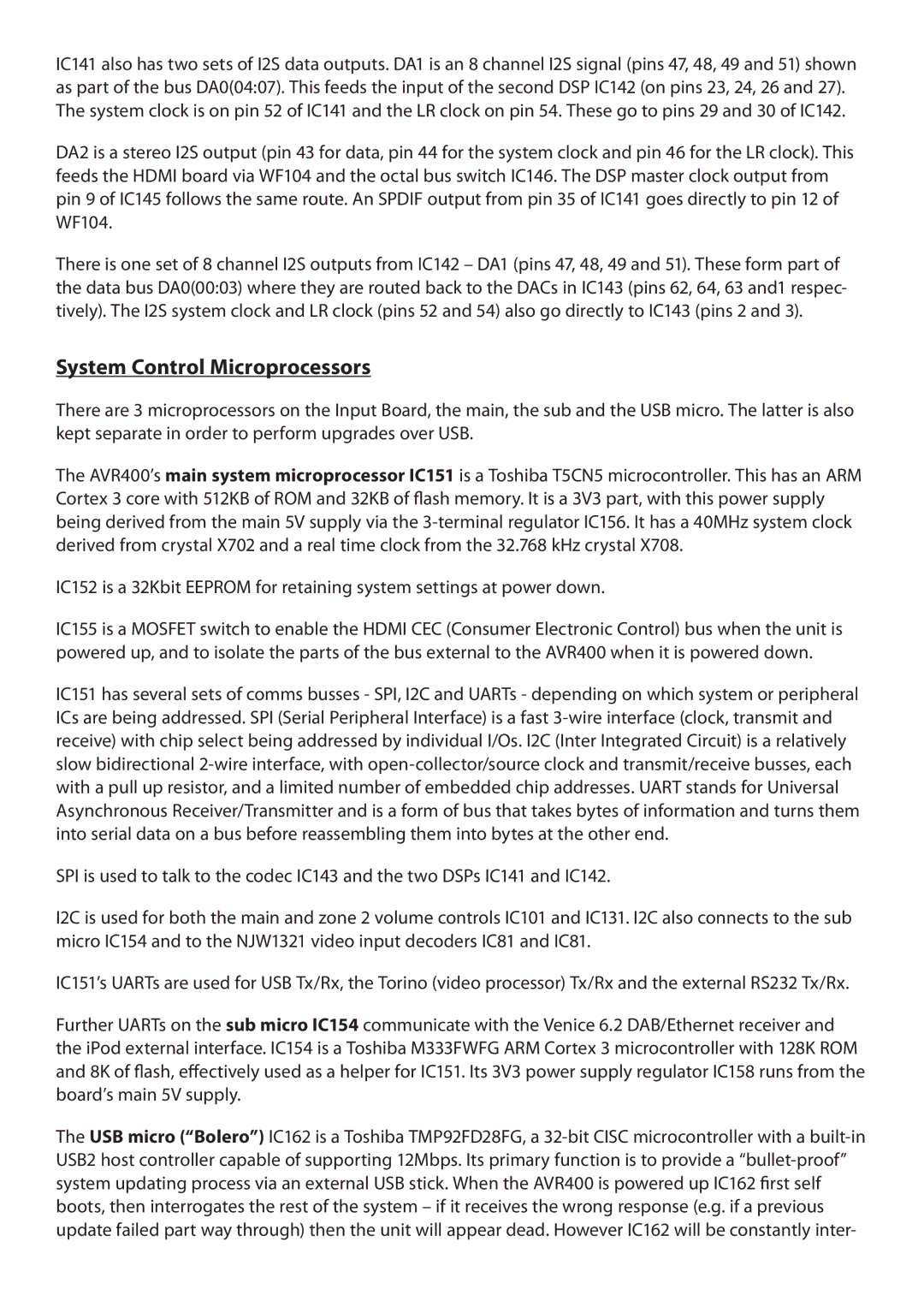 Arcam AVR400 service manual System Control Microprocessors 