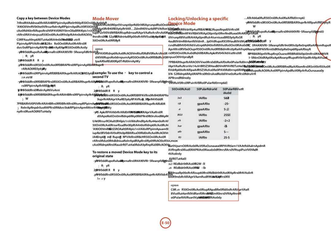 Arcam AVR400 manual Mode Mover, Locking/Unlocking a specific Device Mode, Copy a key between Device Modes 