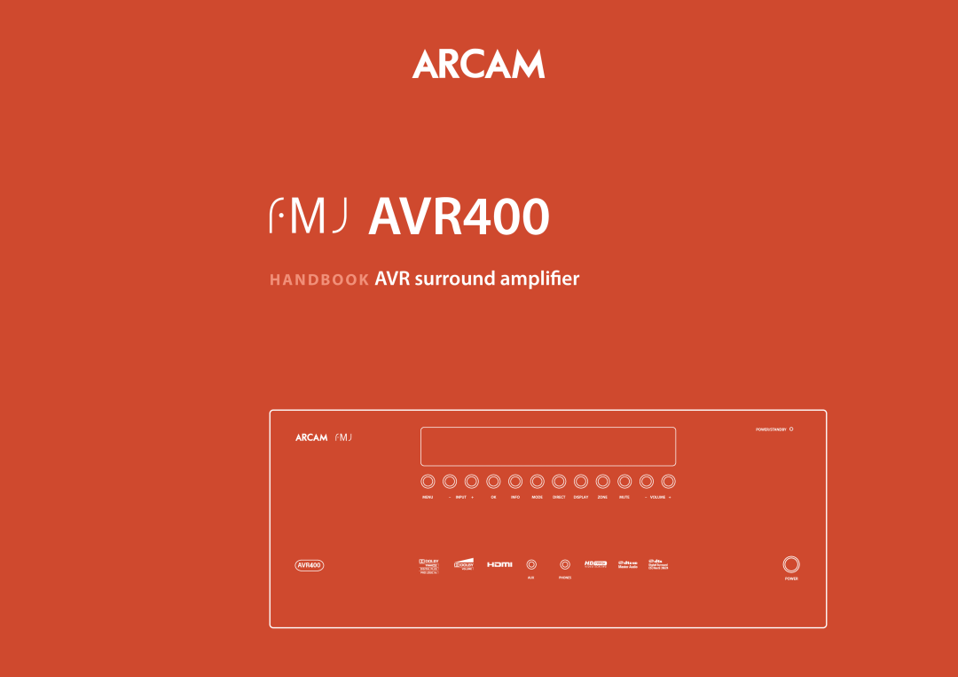 Arcam AVR400 manual H a n d b o o k AVR surround amplifier 