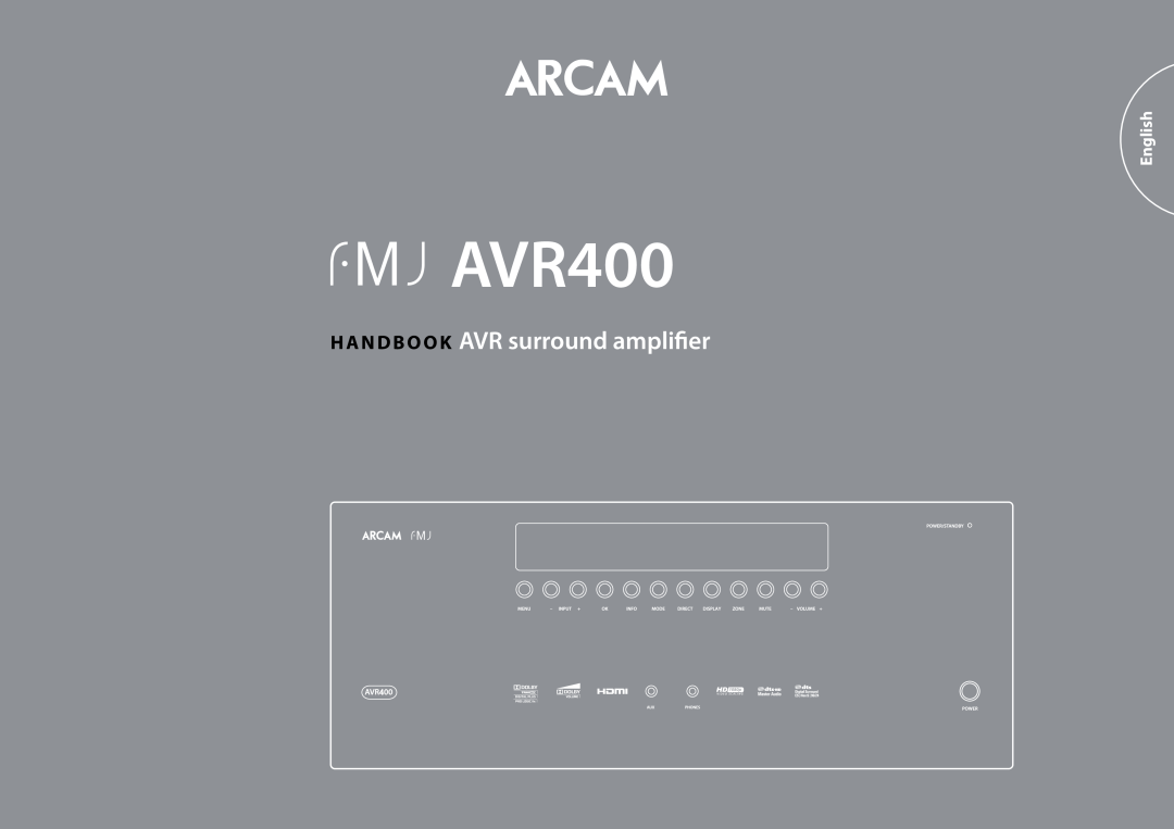 Arcam AVR400 manual English, H a n d b o o k AVR surround amplifier 