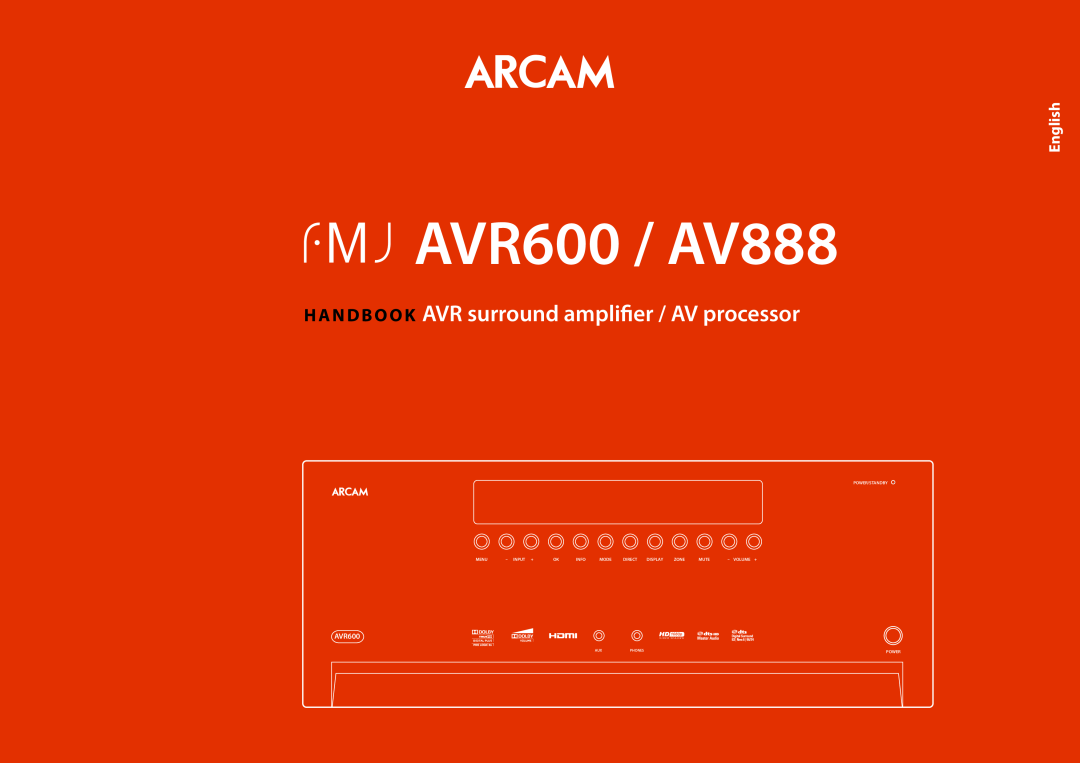 Arcam AVR600 manual H a n d b o o k AVR surround amplifier, English 