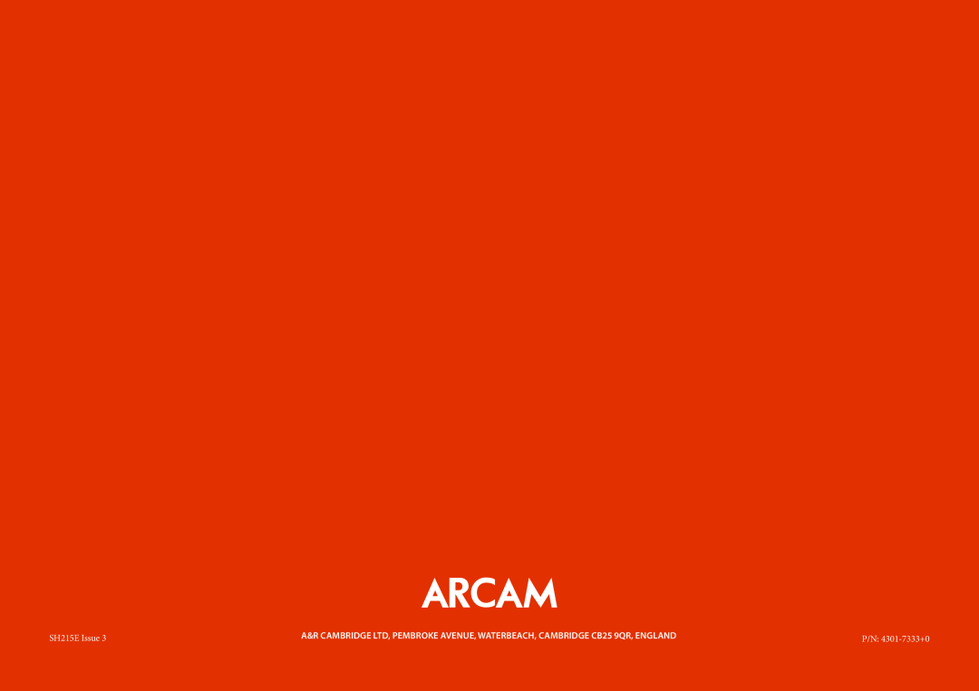 Arcam AVR600, AV888 manual SH215E Issue, P/N 4301-7333+0 