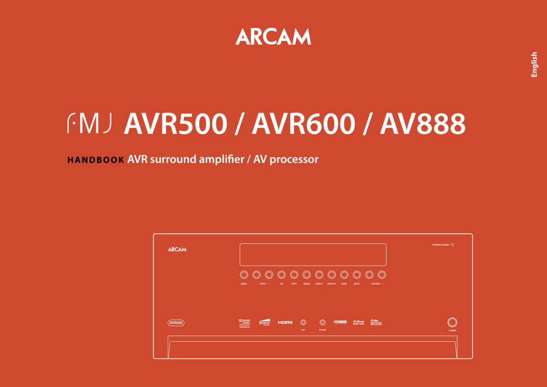 Arcam AVR600 manual H a n d b o o k AVR surround amplifier, English 
