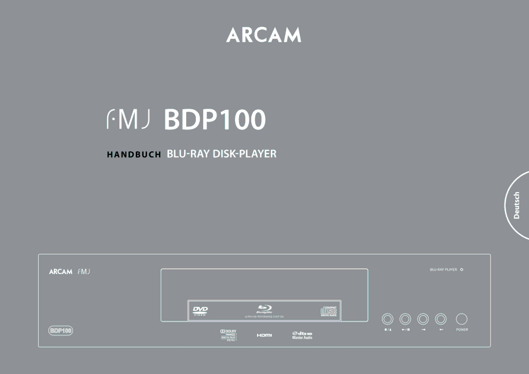 Arcam BDP100 manual N d b u ch Blu-ray Disk-PlayeR 