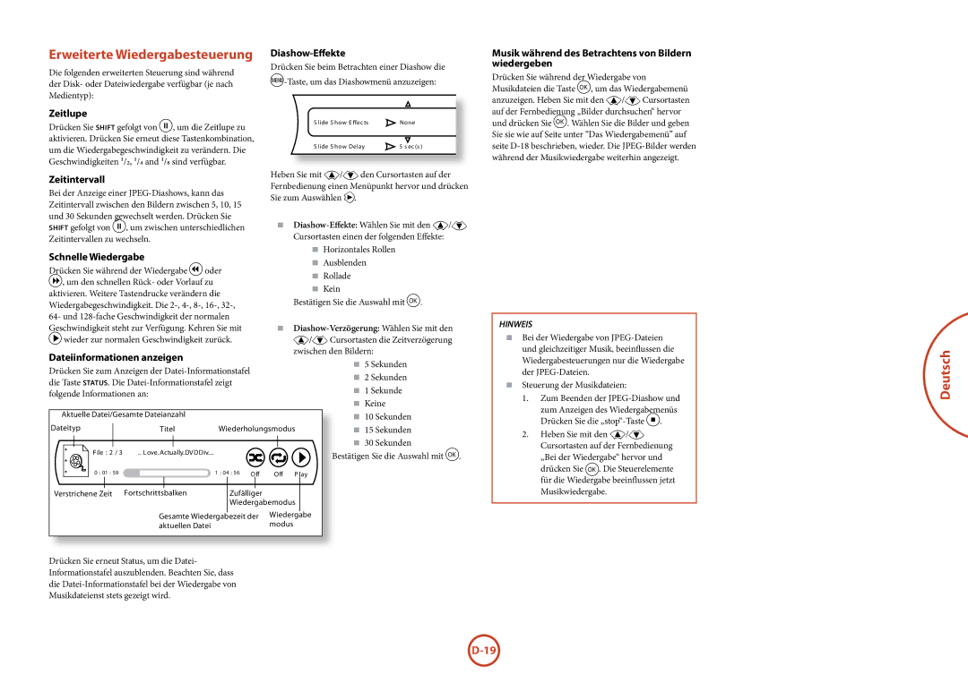 Arcam BDP100 manual Erweiterte Wiedergabesteuerung 