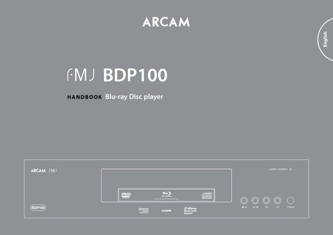 Arcam BDP100 manual HAn d b o o k Blu-ray Disc player 