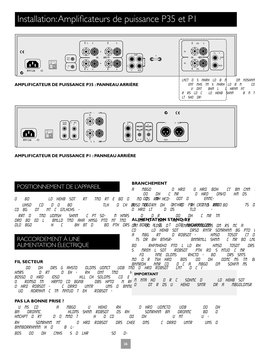 Arcam C30, P35 manual InstallationAmplificateurs de puissance P35 et P1, Amplificateur DE Puissance P35 Panneau Arrière 