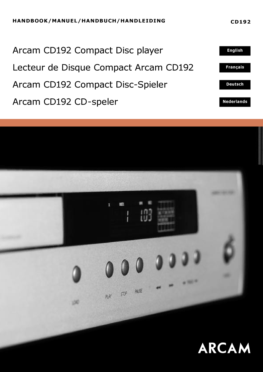 Arcam manual Arcam CD192 Compact Disc player 