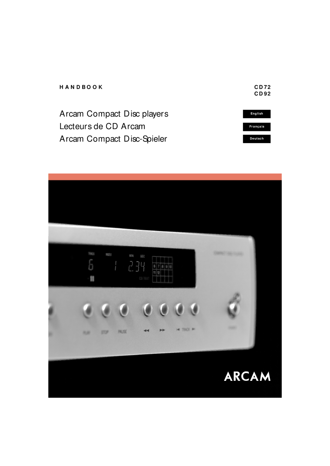 Arcam CD72, CD92 manual Arcam Compact Disc players 