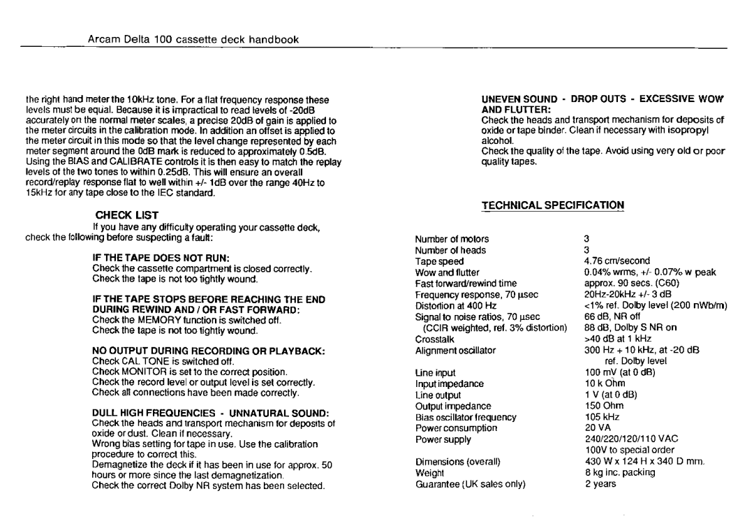 Arcam Delta 100 manual 