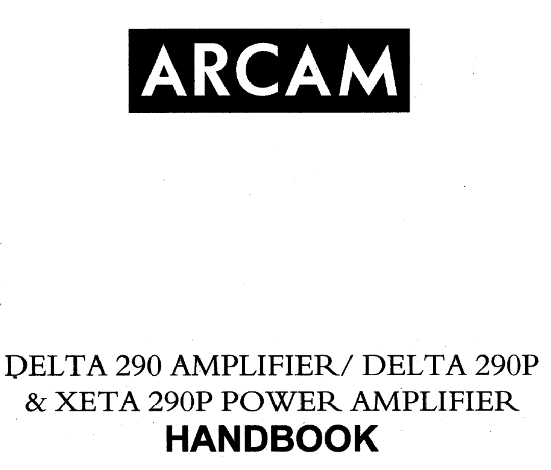 Arcam Delta 290P manual 