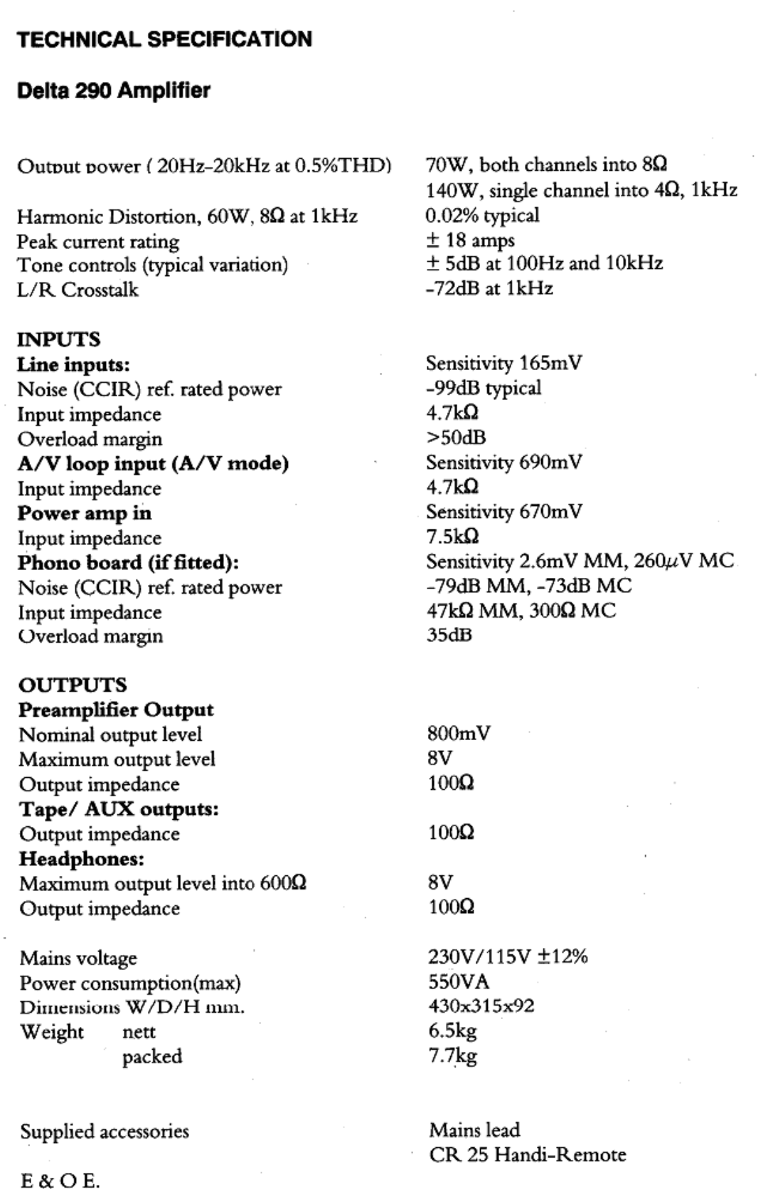 Arcam Delta 290P manual 