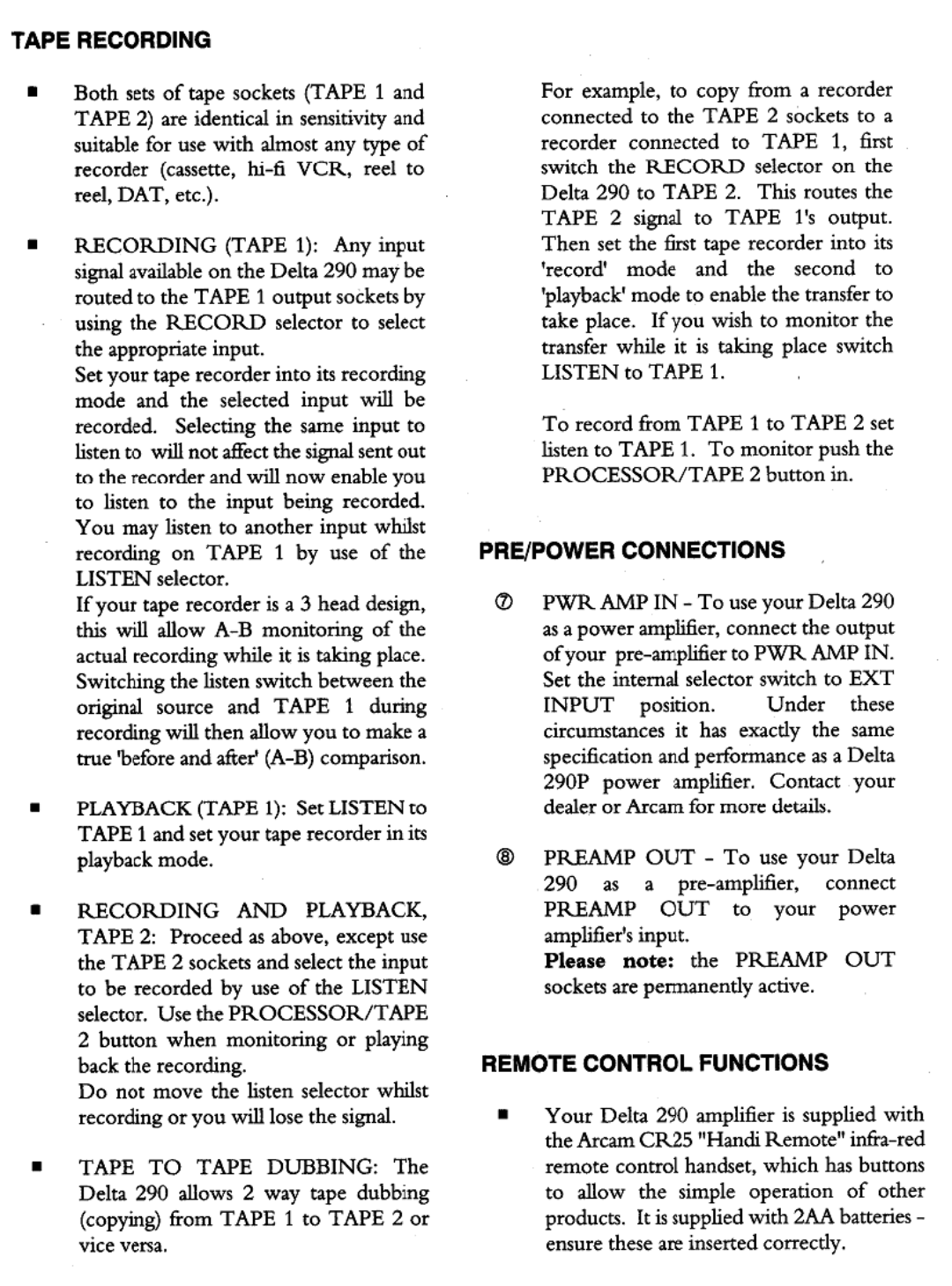 Arcam Delta 290P manual 