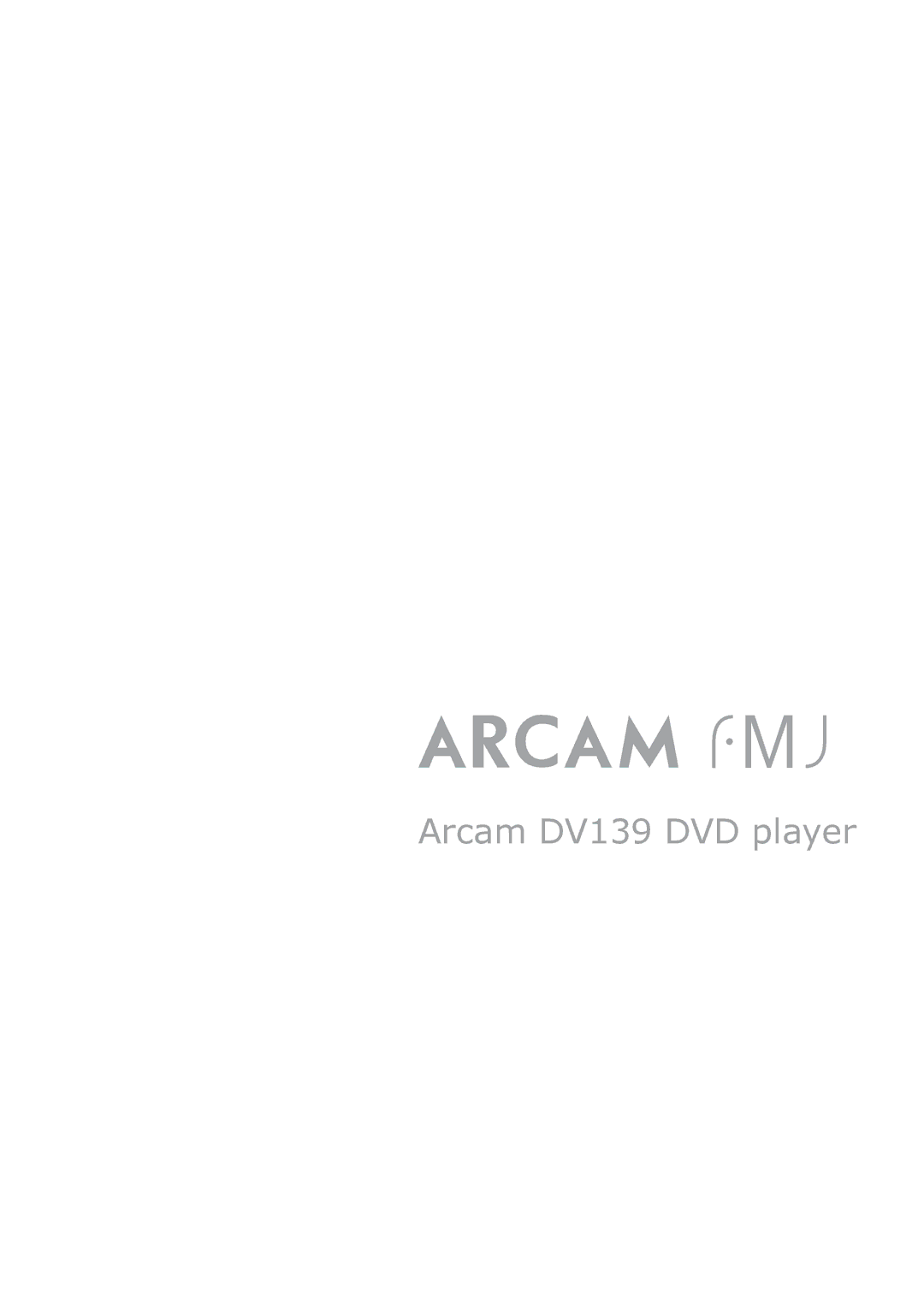 Arcam manual Arcam DV139 DVD player 