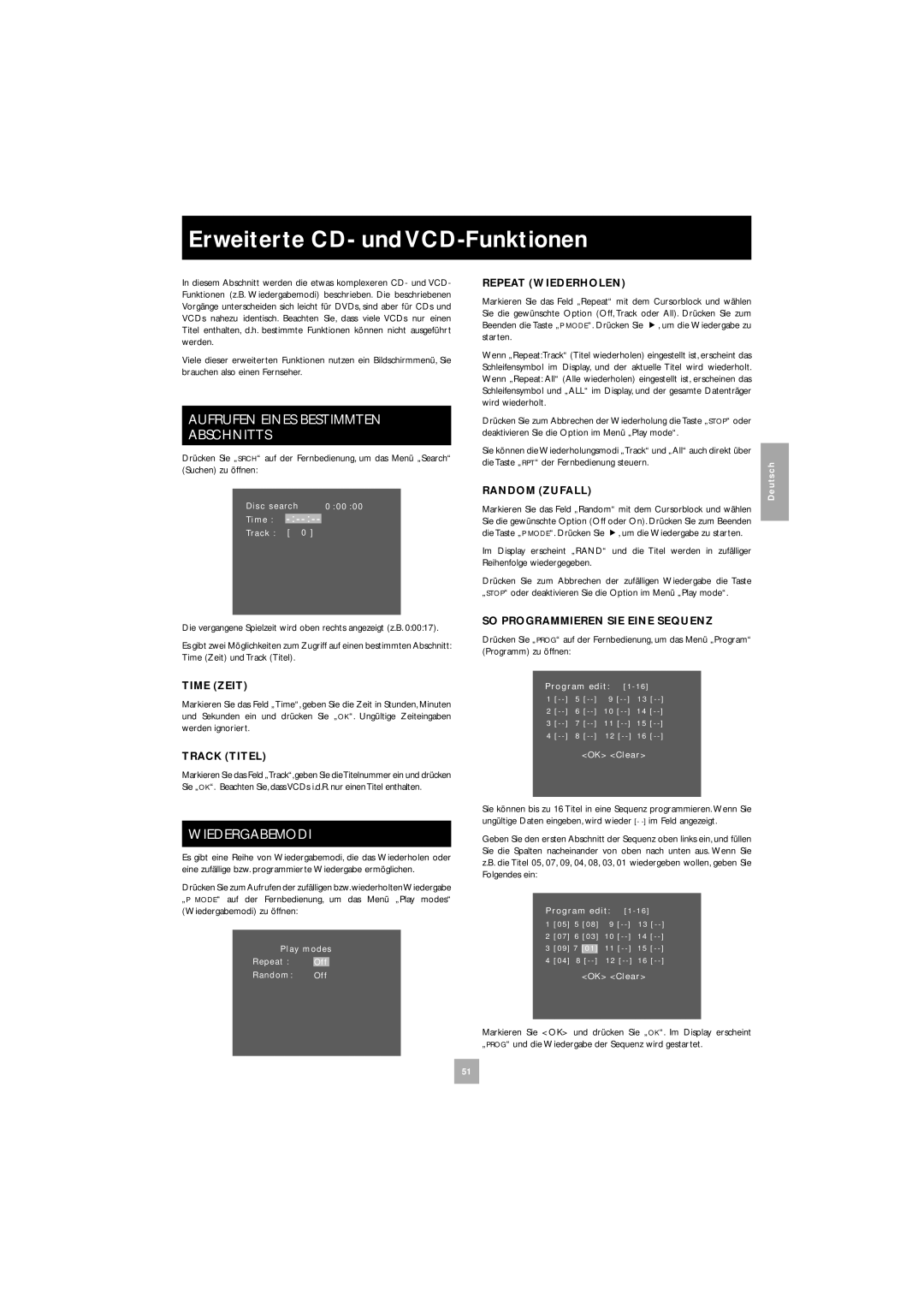 Arcam DV27 manual Erweiterte CD- und VCD-Funktionen, Track Titel 