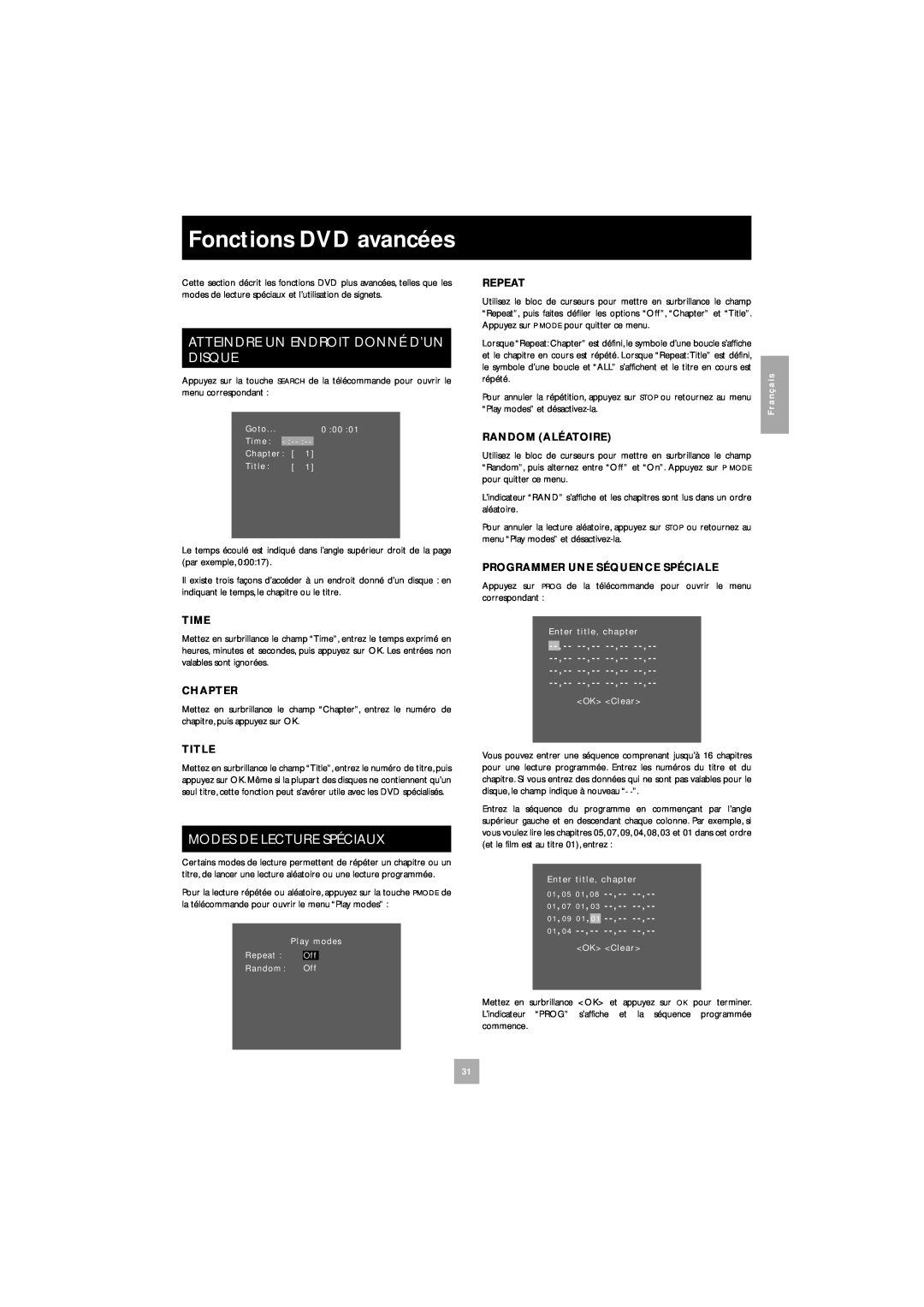 Arcam DV27 manual Fonctions DVD avancées, Atteindre Un Endroit Donné D’Un Disque, Modes De Lecture Spéciaux 