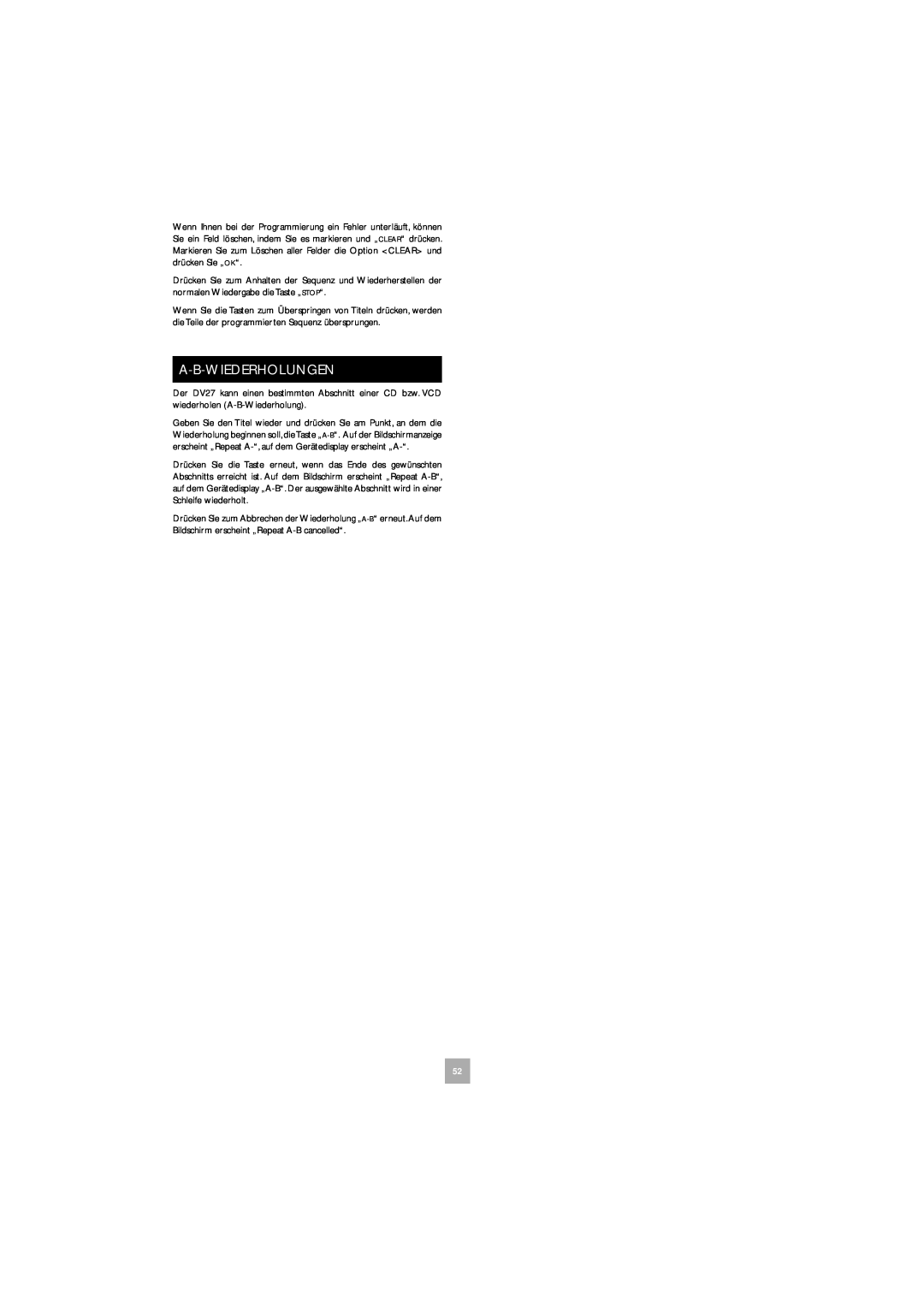 Arcam DV27 manual A-B-Wiederholungen 