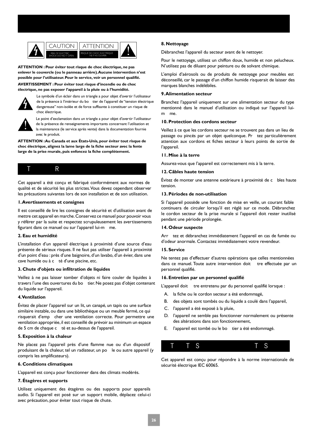 Arcam DV27A manual Consignes de sécurité, Conseils DE Sécurité Importants, Conformité AUX Normes DE Sécurité 