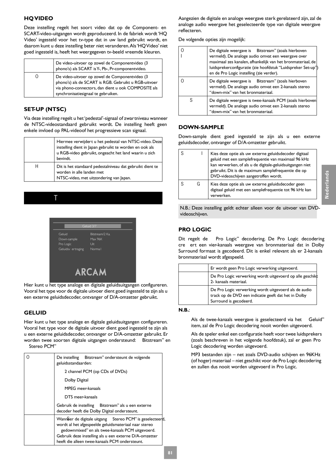 Arcam DV27A manual HQ Video, SET-UP Ntsc 