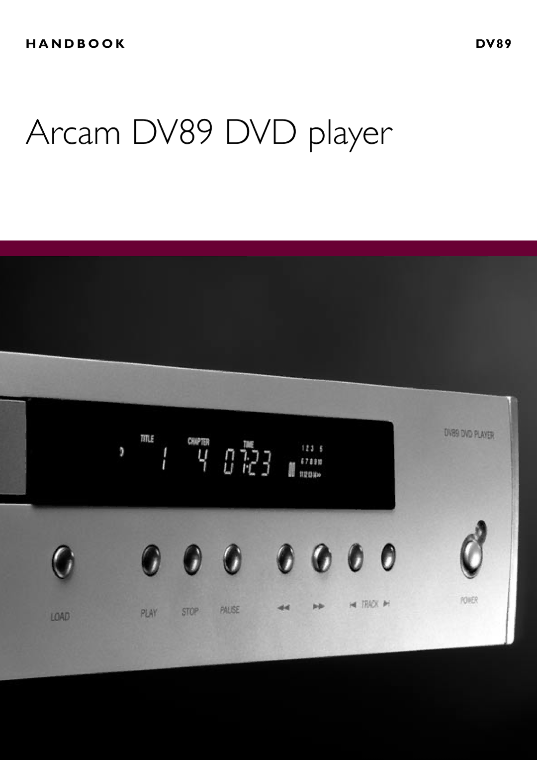 Arcam manual Arcam DV89 DVD player 