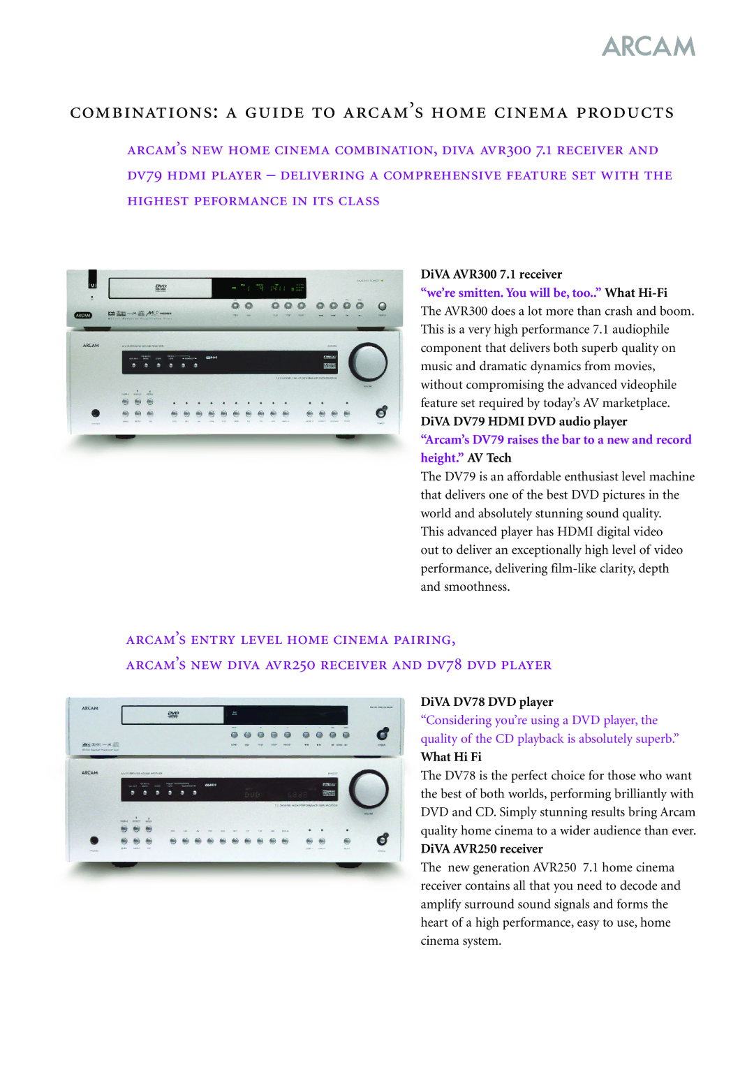 Arcam P7, FMJ Series, DiVA Series manual We’re smitten. You will be, too.. What Hi-Fi 