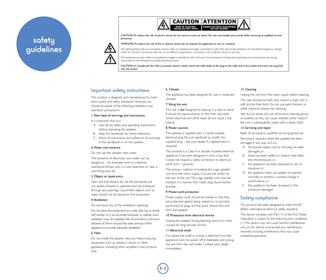 Arcam Logo Safety Guidelines, Important safety instructions, Safety compliance, Keep this handbook for future reference 