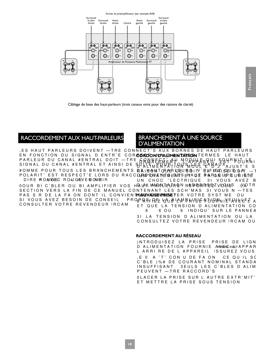 Arcam Multichannel Power Amplifier manual Branchement À UNE Source D’ALIMENTATION, Cordon D’ALIMENTATION, Mauvaise Prise ? 