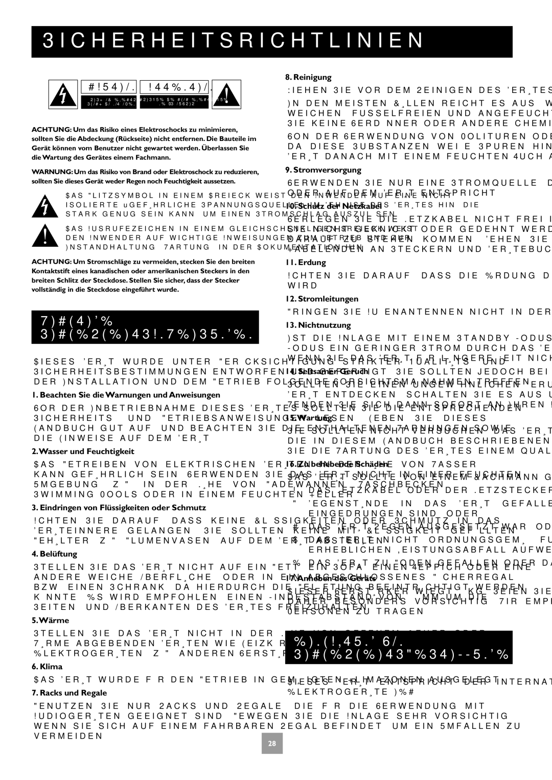 Arcam Multichannel Power Amplifier manual Sicherheitsrichtlinien, Wichtige Sicherheitsanweisungen 