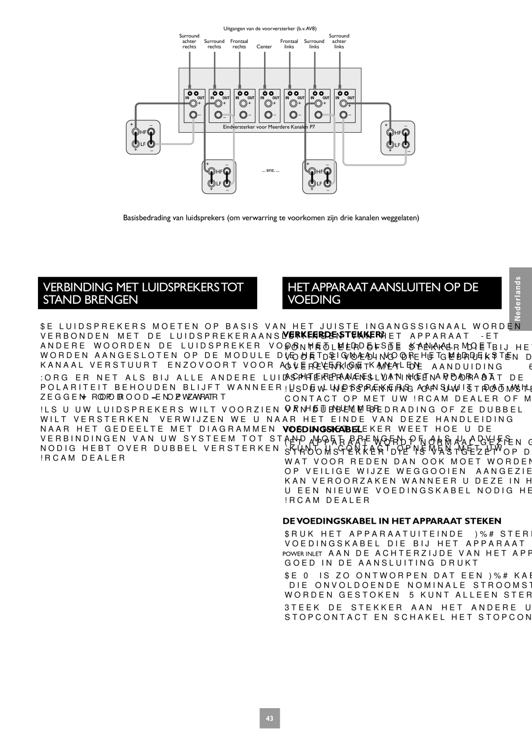 Arcam Multichannel Power Amplifier manual HET Apparaat Aansluiten OP DE Voeding, Verkeerde STEKKER?, Voedingskabel 