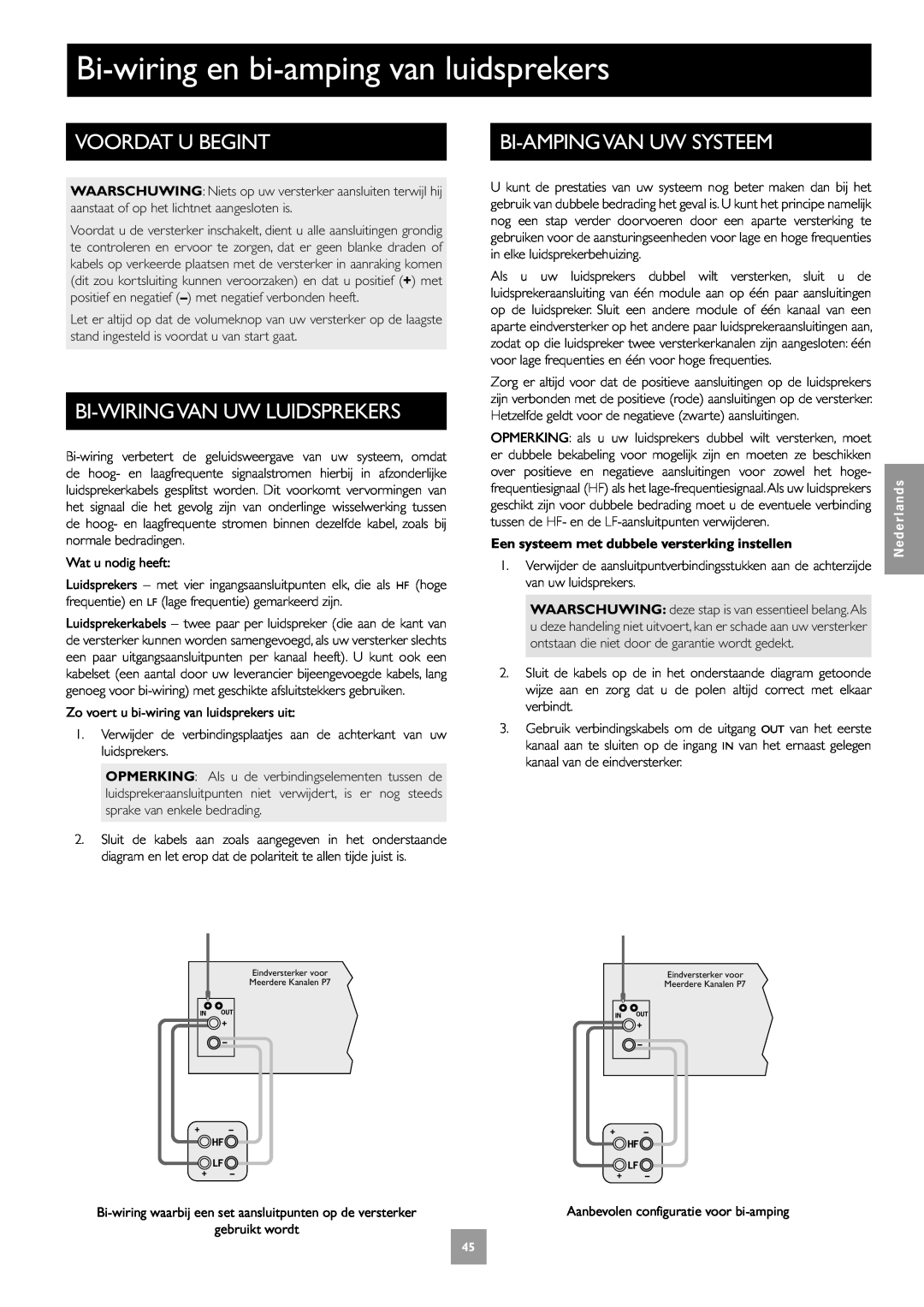 Arcam Multichannel Power Amplifier Bi-wiringen bi-ampingvan luidsprekers, Voordat U Begint, Bi-Wiringvanuw Luidsprekers 