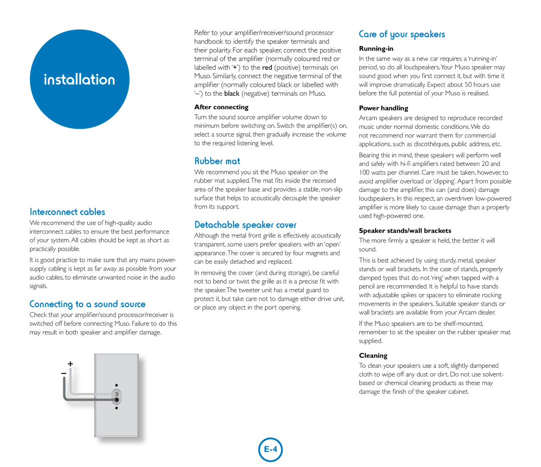 Arcam Muso manual Installation 