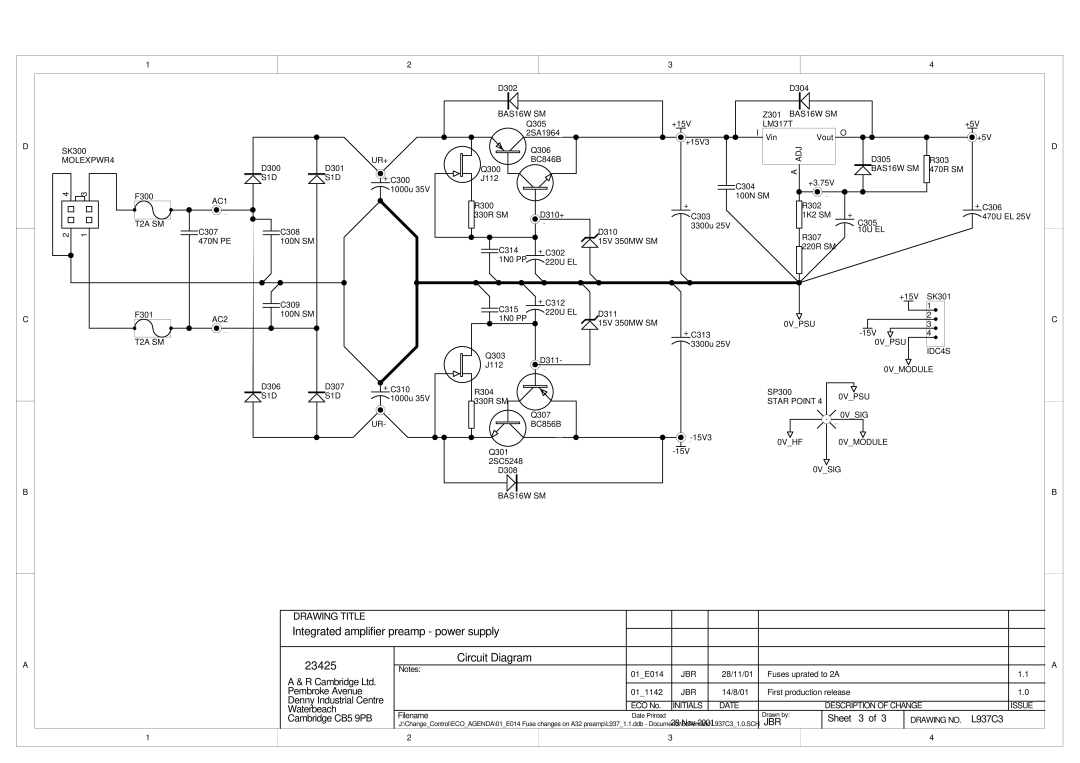 Arcam FMJ A32, P35/3 service manual Integrated amplifier preamp power supply 