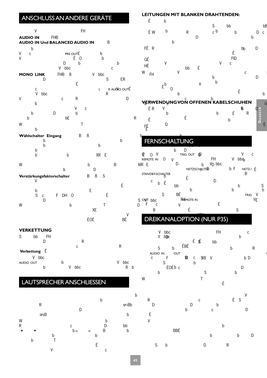 Arcam P1, C30 manual Anschluss AN Andere Geräte, Lautsprecher Anschliessen, Fernschaltung, Dreikanaloption NUR P35 