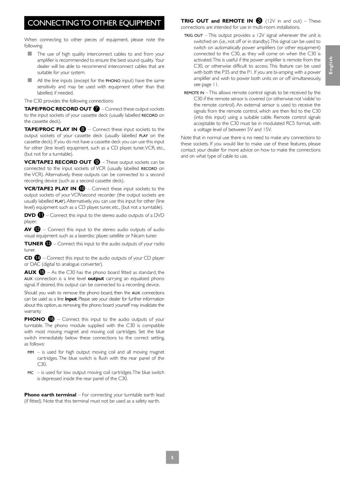 Arcam P35 manual Connectingto Other Equipment 