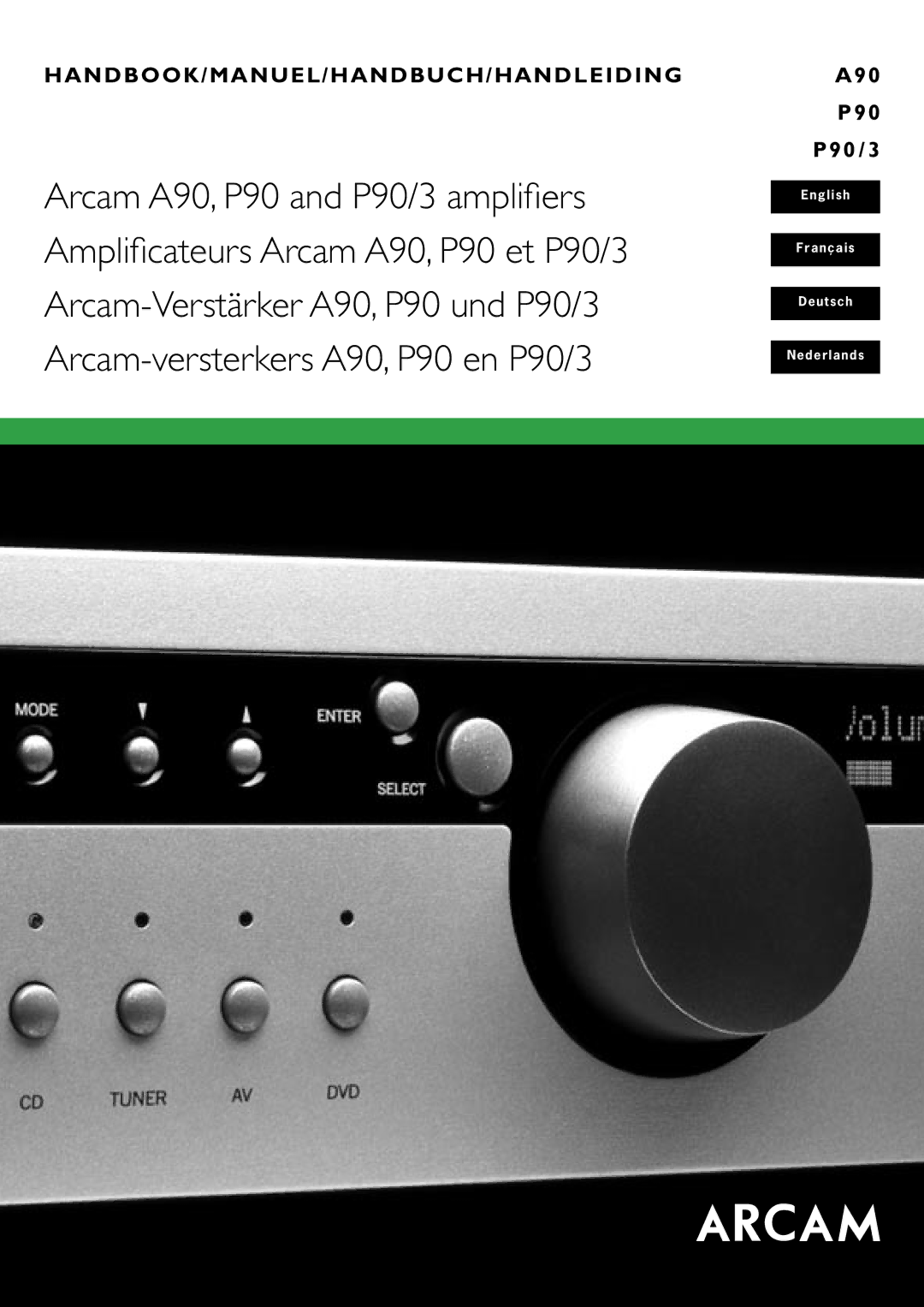 Arcam P90/3, A90 manual Handbook/Manuel/Handbuch/Handleiding 