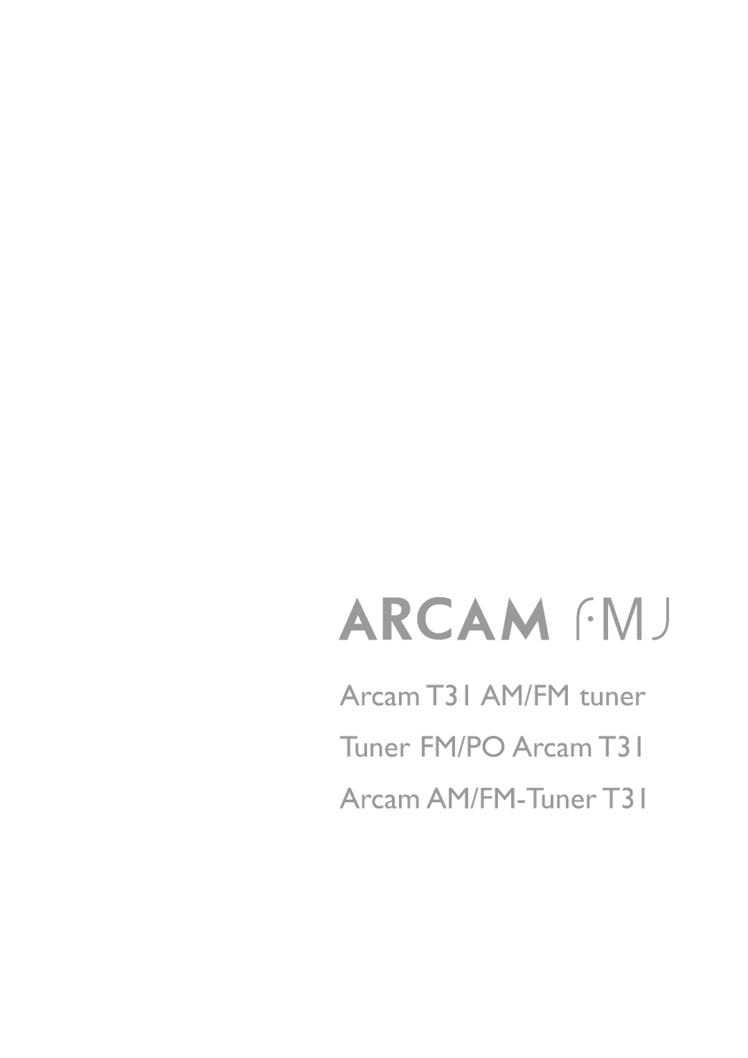 Arcam T31 manual 