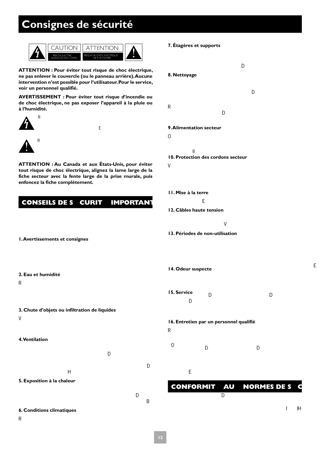 Arcam T31 manual Consignes de sécurité, Conseils DE Sécurité Importants, Conformité AUX Normes DE Sécurité 