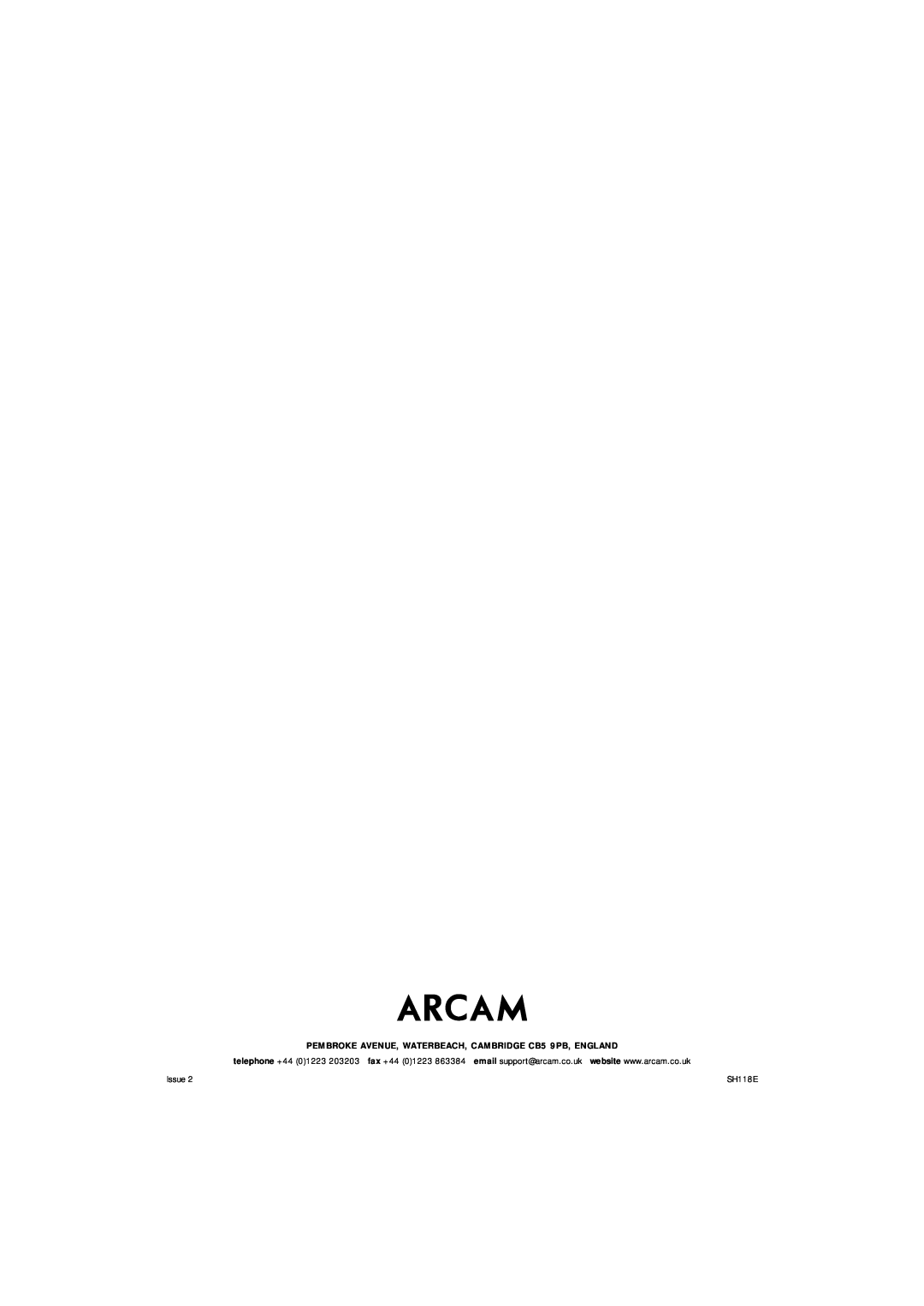 Arcam T61 manual telephone +44, Issue, SH118E 