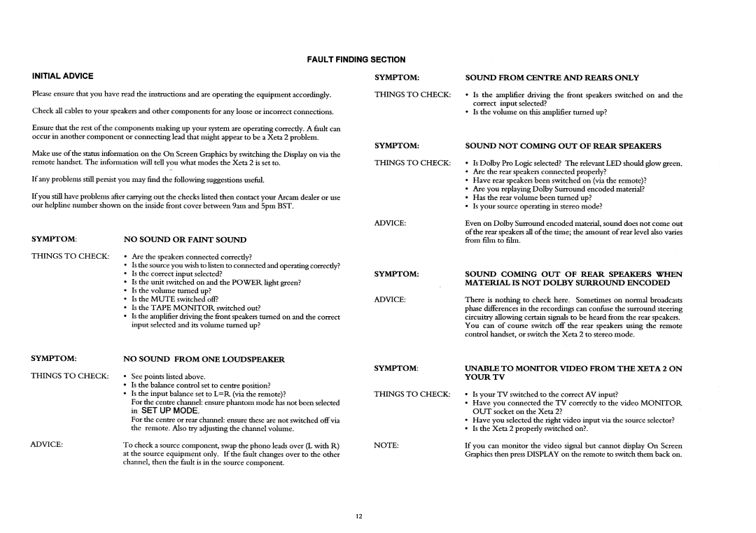 Arcam XETA 2 manual 